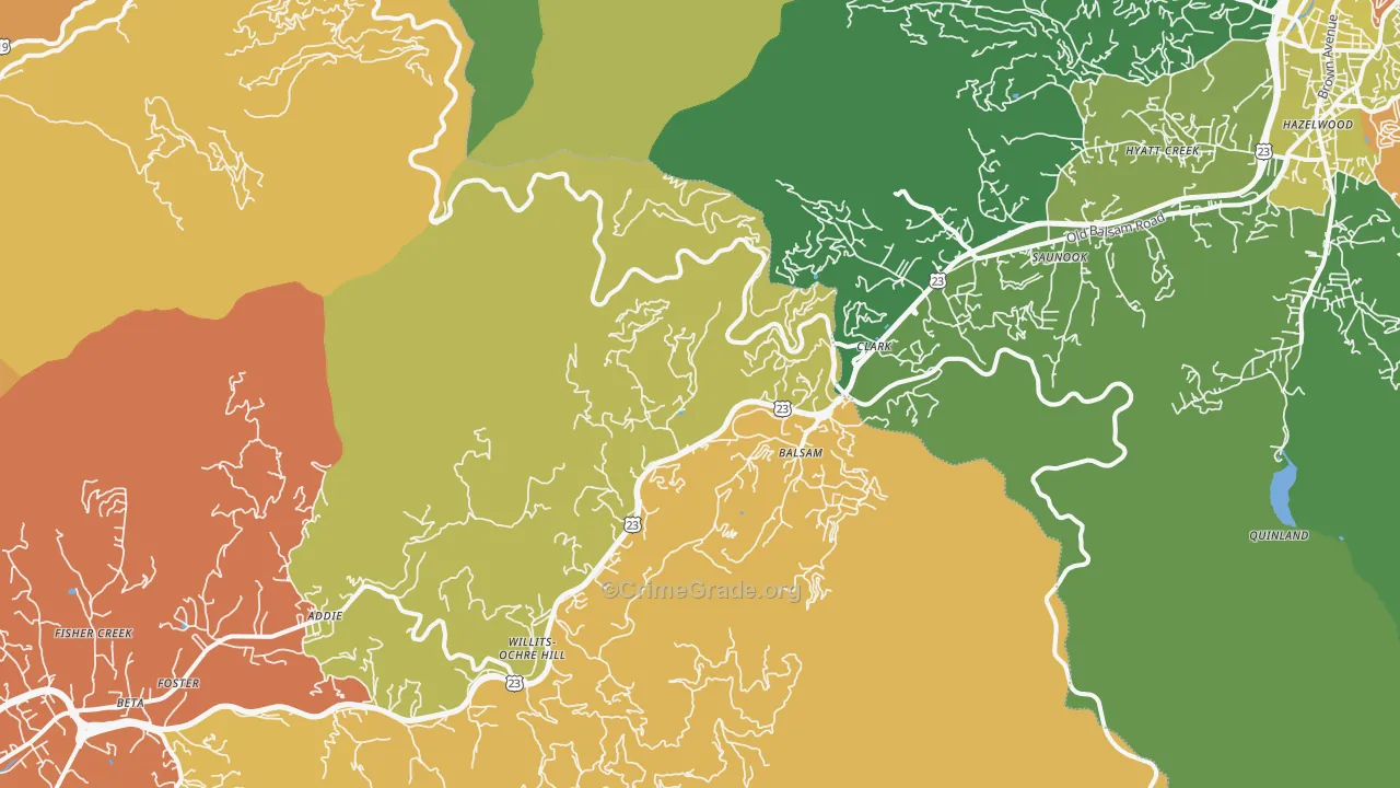 Balsam, NC Map of Murder Rates