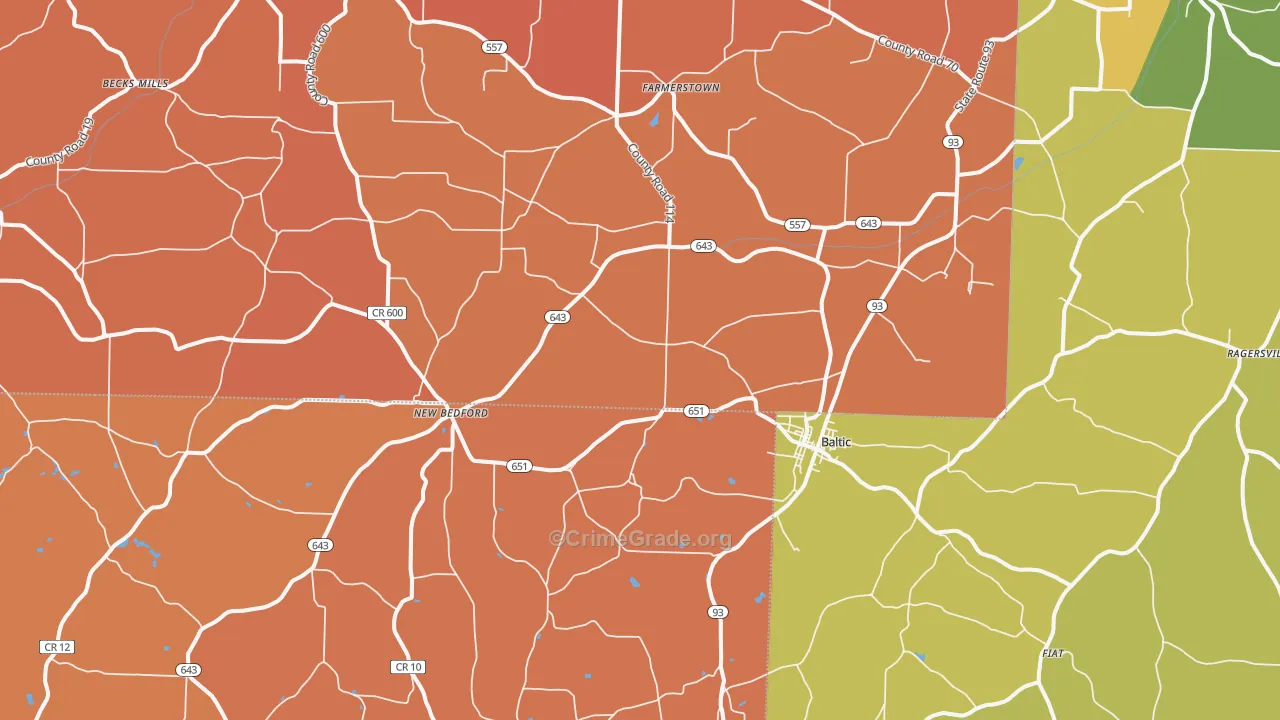 Baltic, OH Map of Murder Rates
