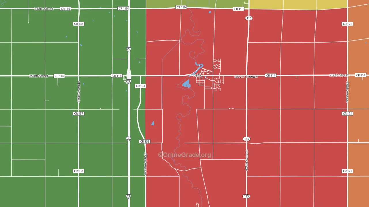 Baltic, SD Map of Murder Rates