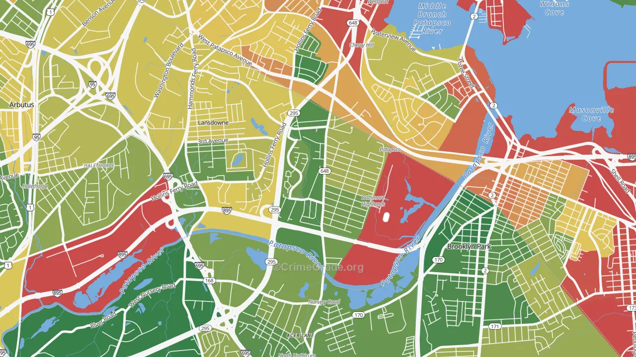 Baltimore Highlands, MD Map of Murder Rates