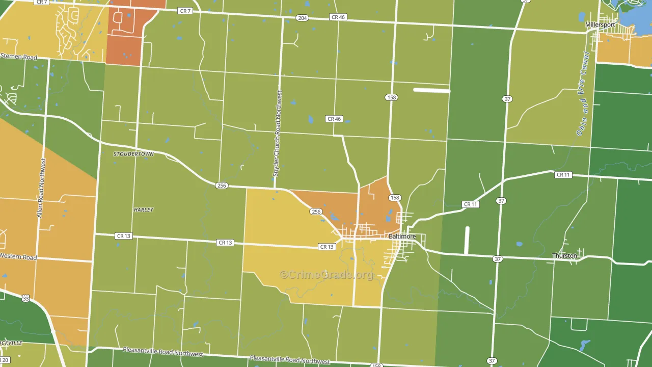 Baltimore, OH Map of Murder Rates