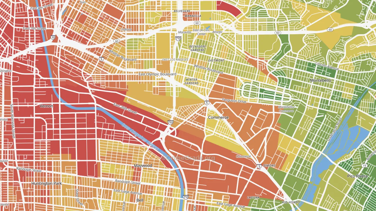 Bandini, Commerce, CA Map of Murder Rates