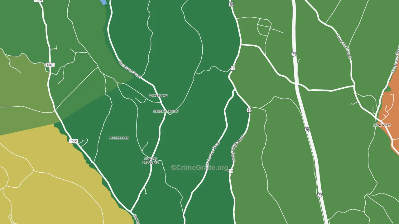 Banetown, PA Map of Murder Rates