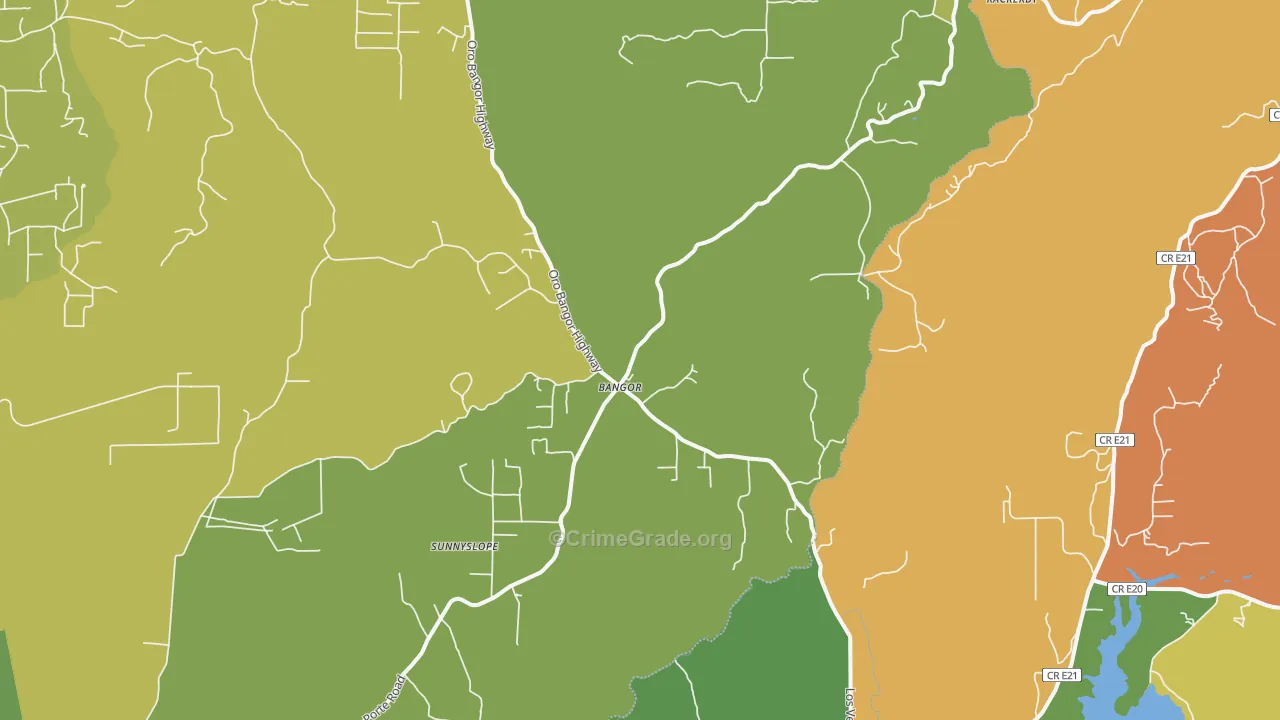 Bangor, CA Map of Murder Rates