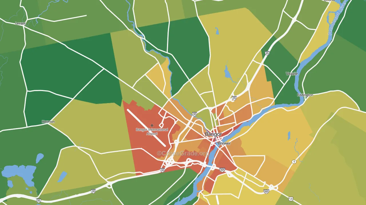 Bangor, ME Map of Murder Rates