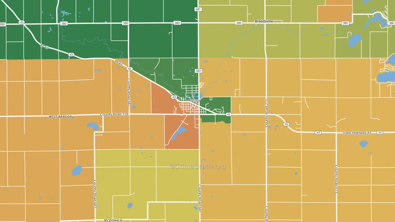 Bangor, MI Map of Murder Rates