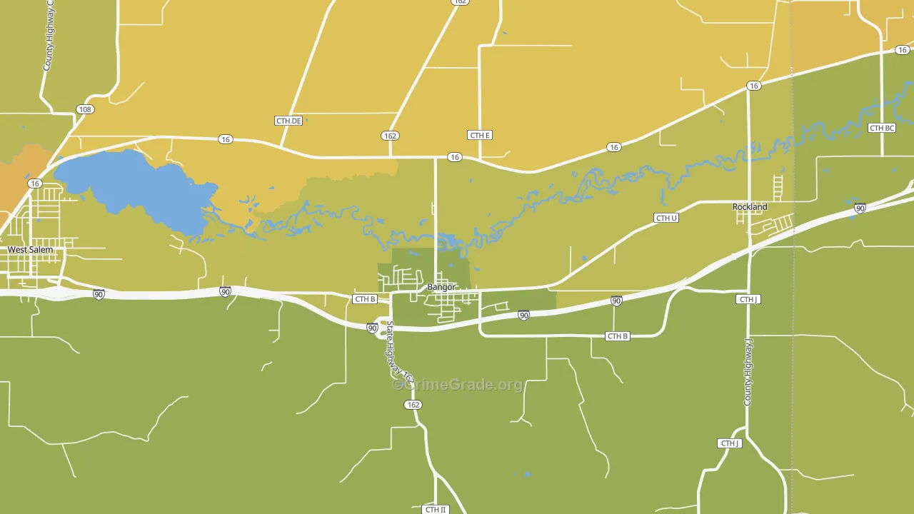 Bangor, WI Map of Murder Rates