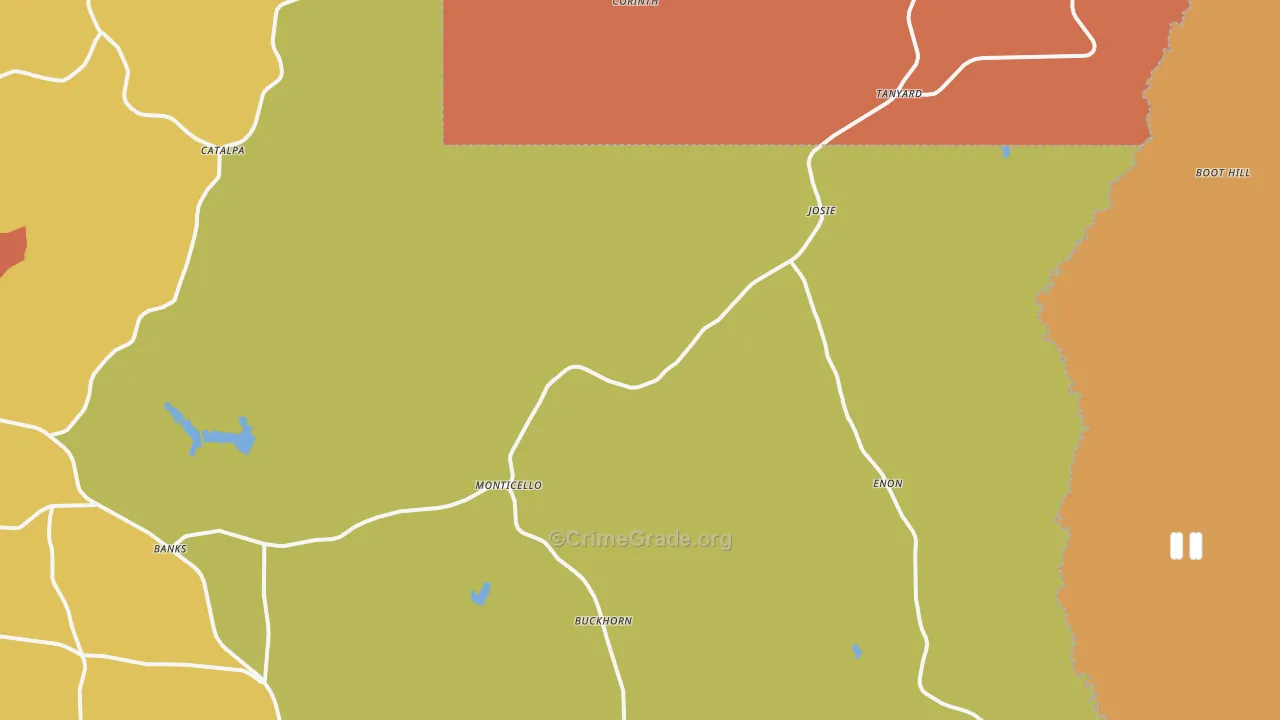 Banks, AL Map of Murder Rates