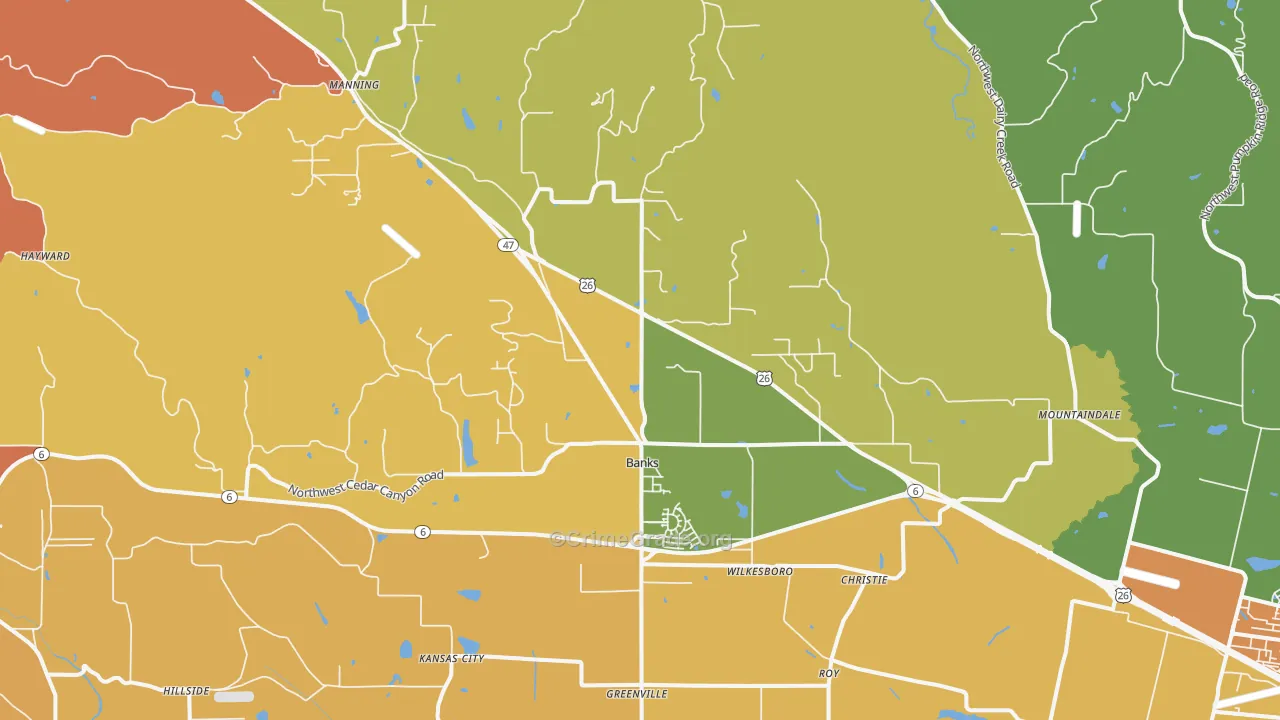 Banks, OR Map of Murder Rates