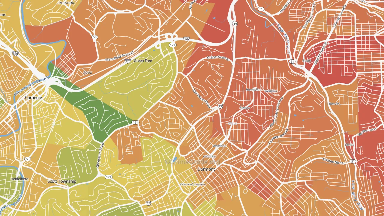 Banksville, Pittsburgh, PA Map of Murder Rates