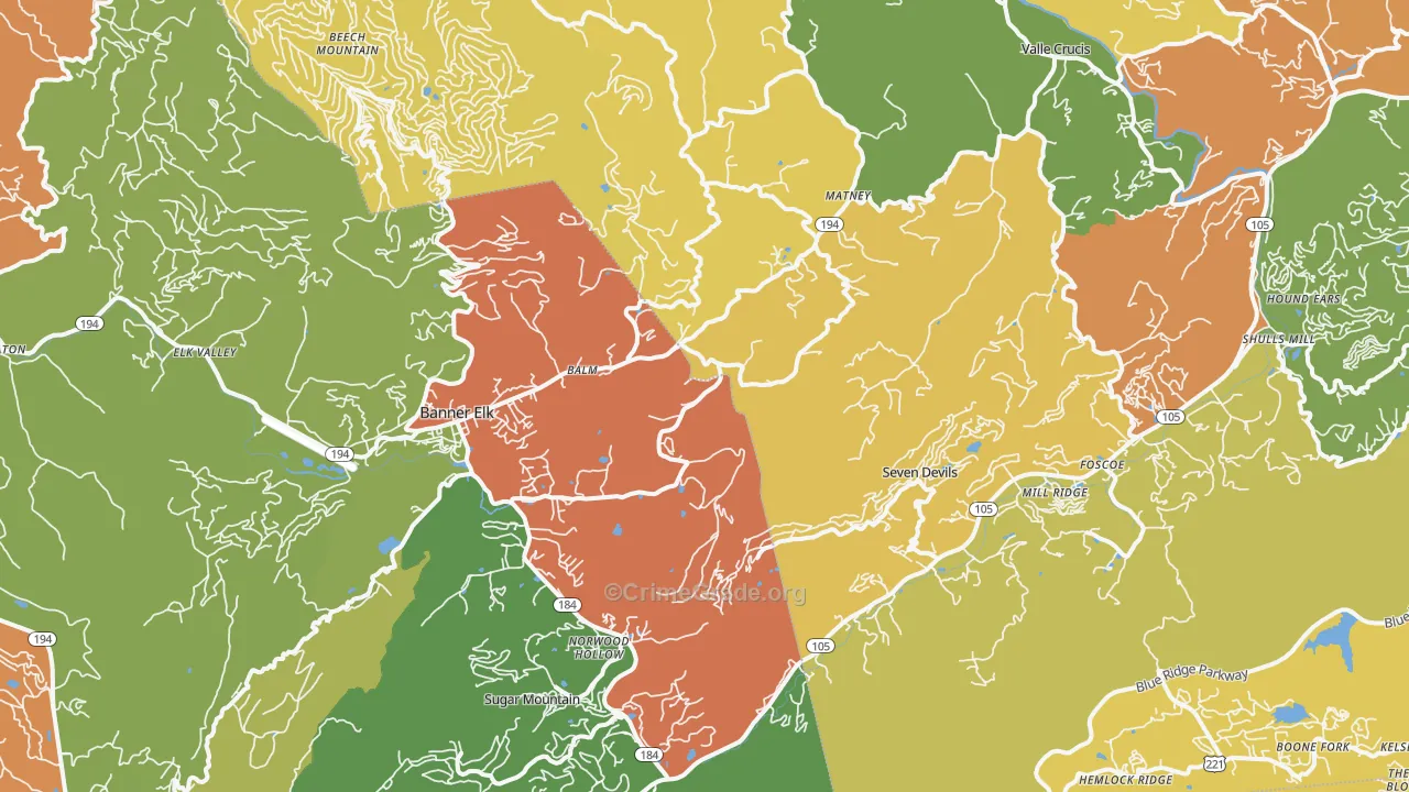 Banner Elk, NC Map of Murder Rates