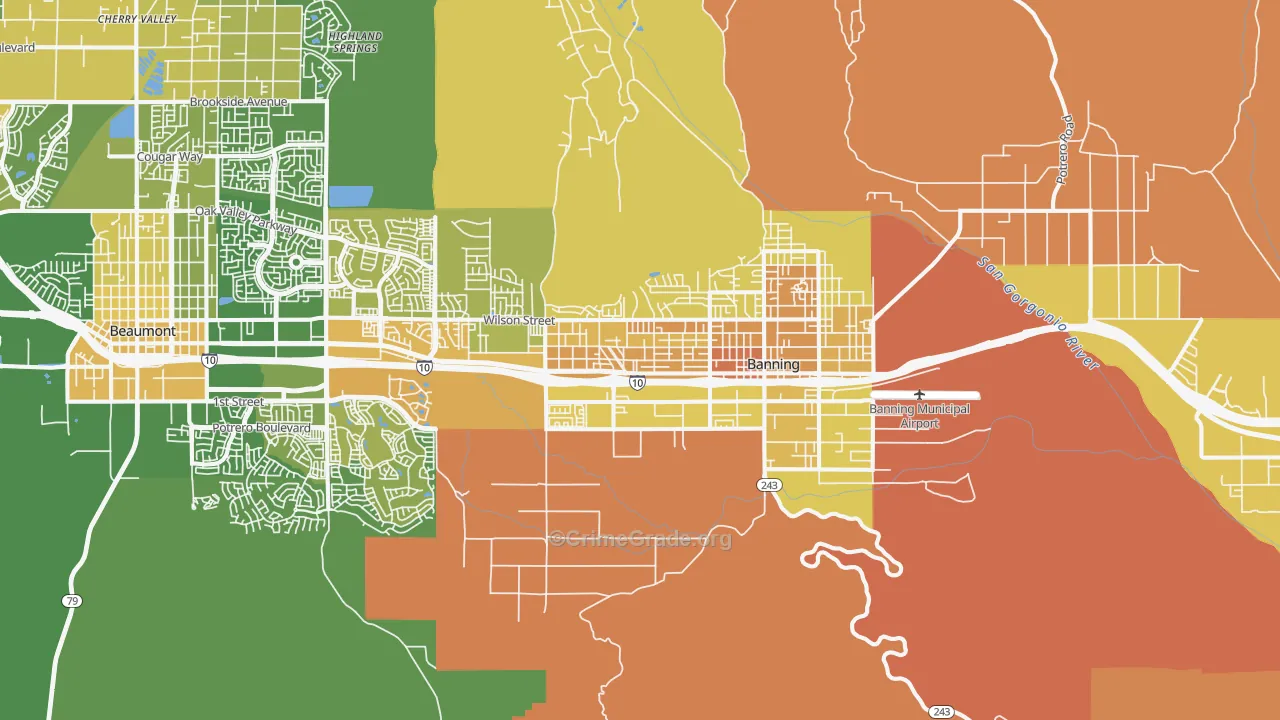 Banning, CA Map of Murder Rates