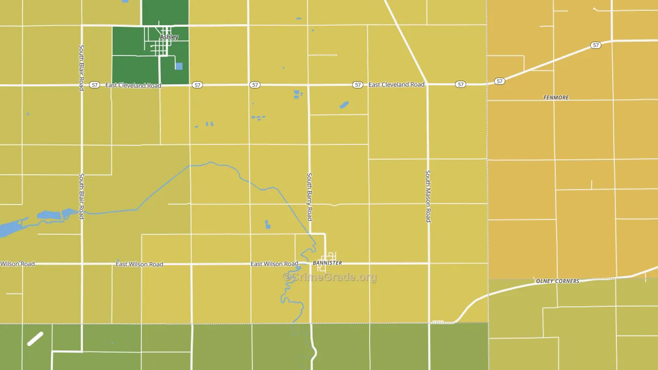 Bannister, MI Map of Murder Rates