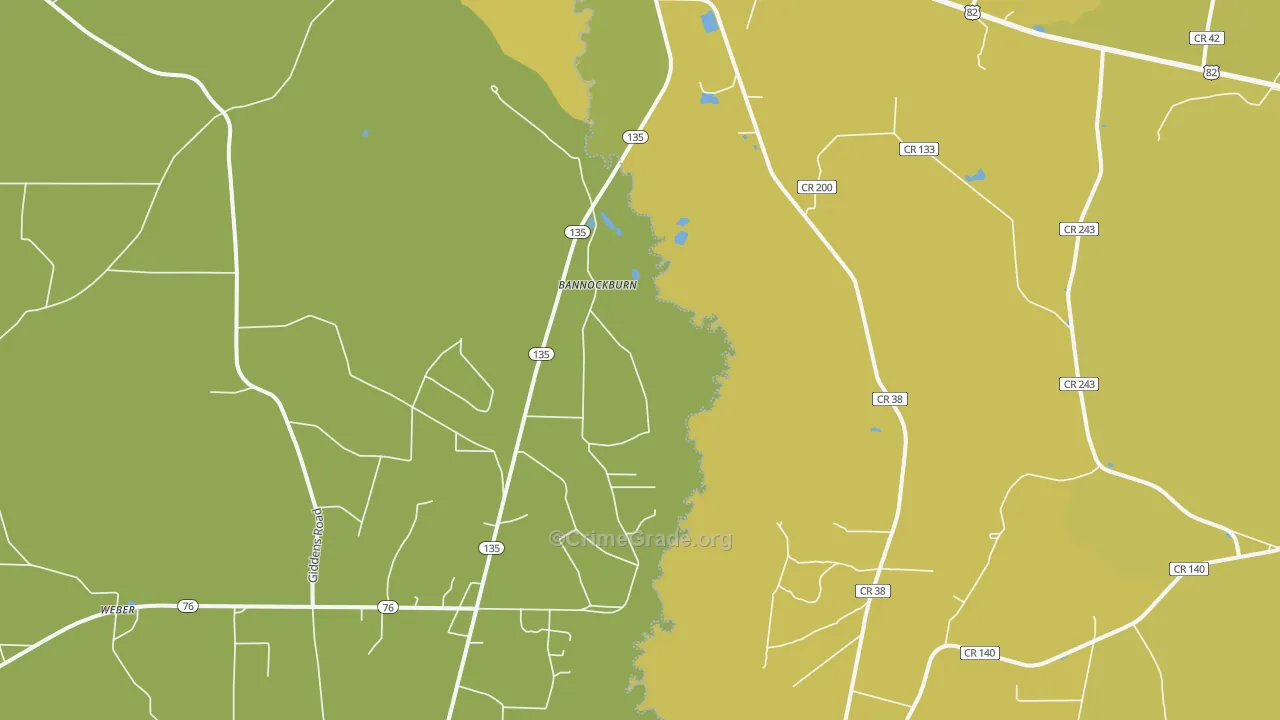 Bannockburn, GA Map of Murder Rates