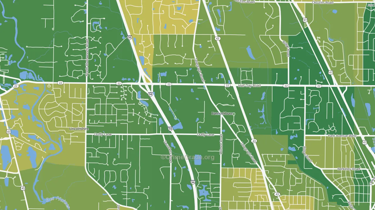 Bannockburn, IL Map of Murder Rates