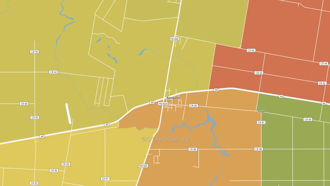 Banquete, TX Map of Murder Rates