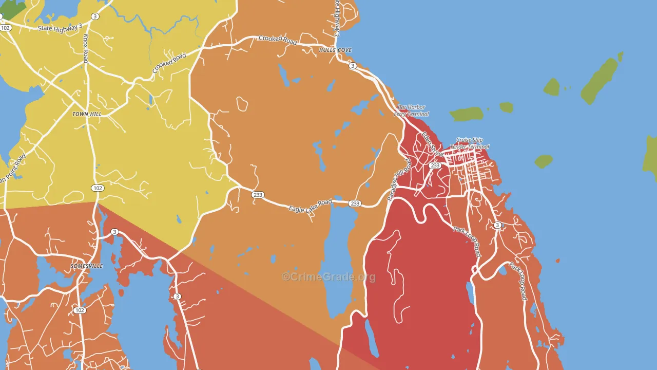 Bar Harbor, ME Map of Murder Rates
