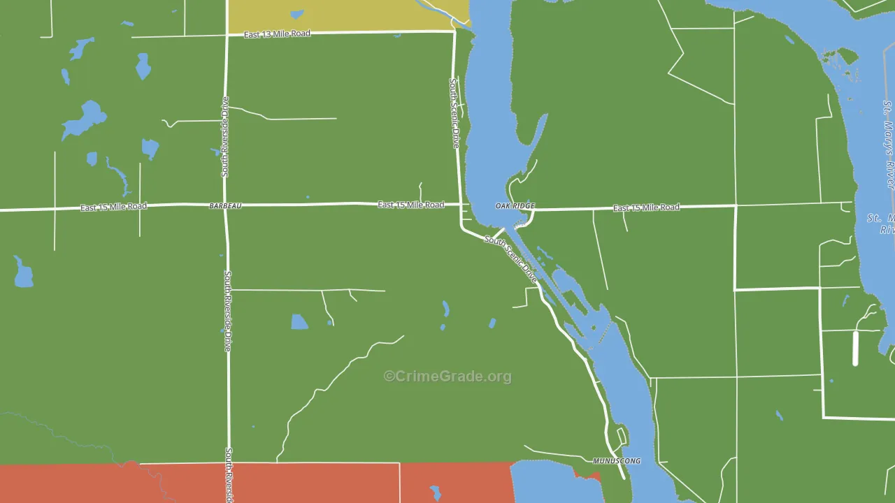 Barbeau, MI Map of Murder Rates
