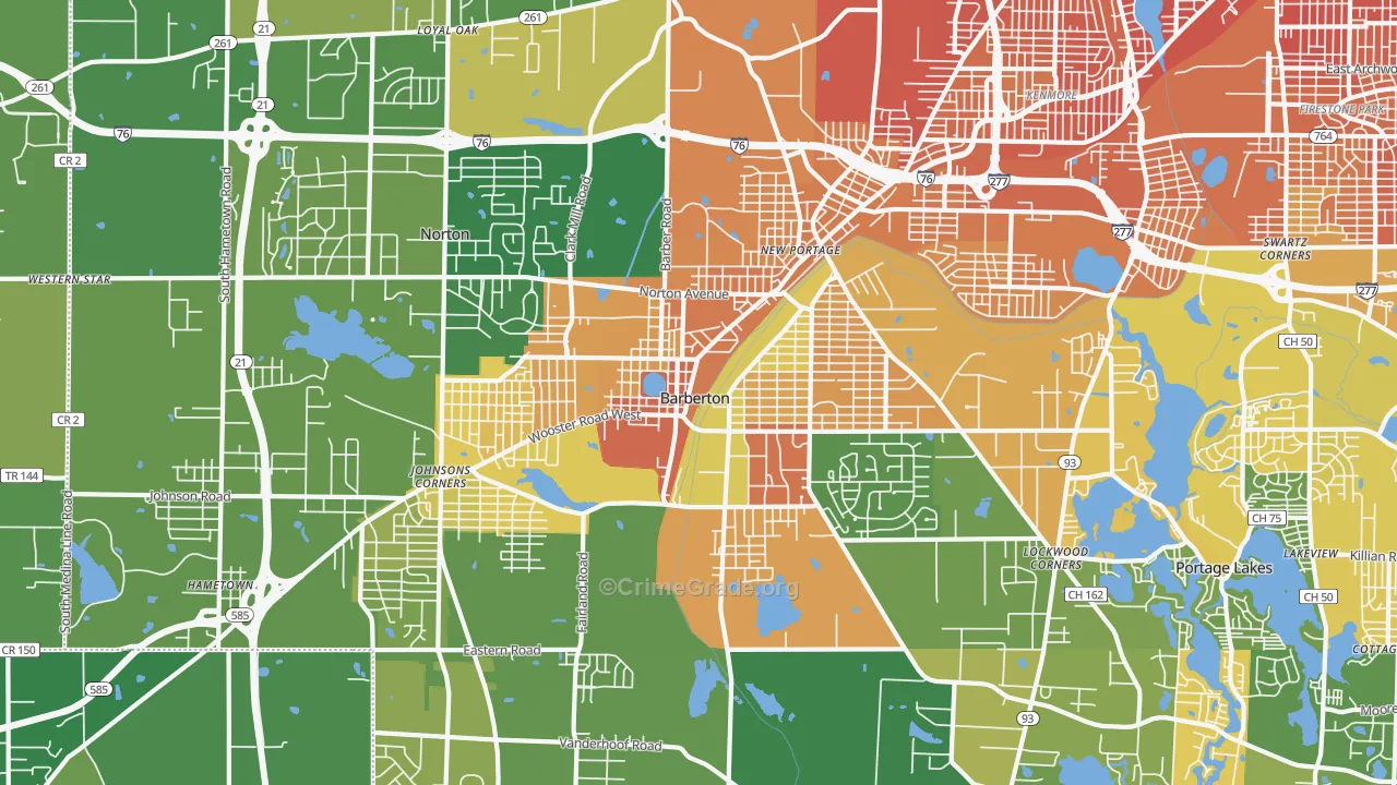 Barberton, OH Map of Murder Rates