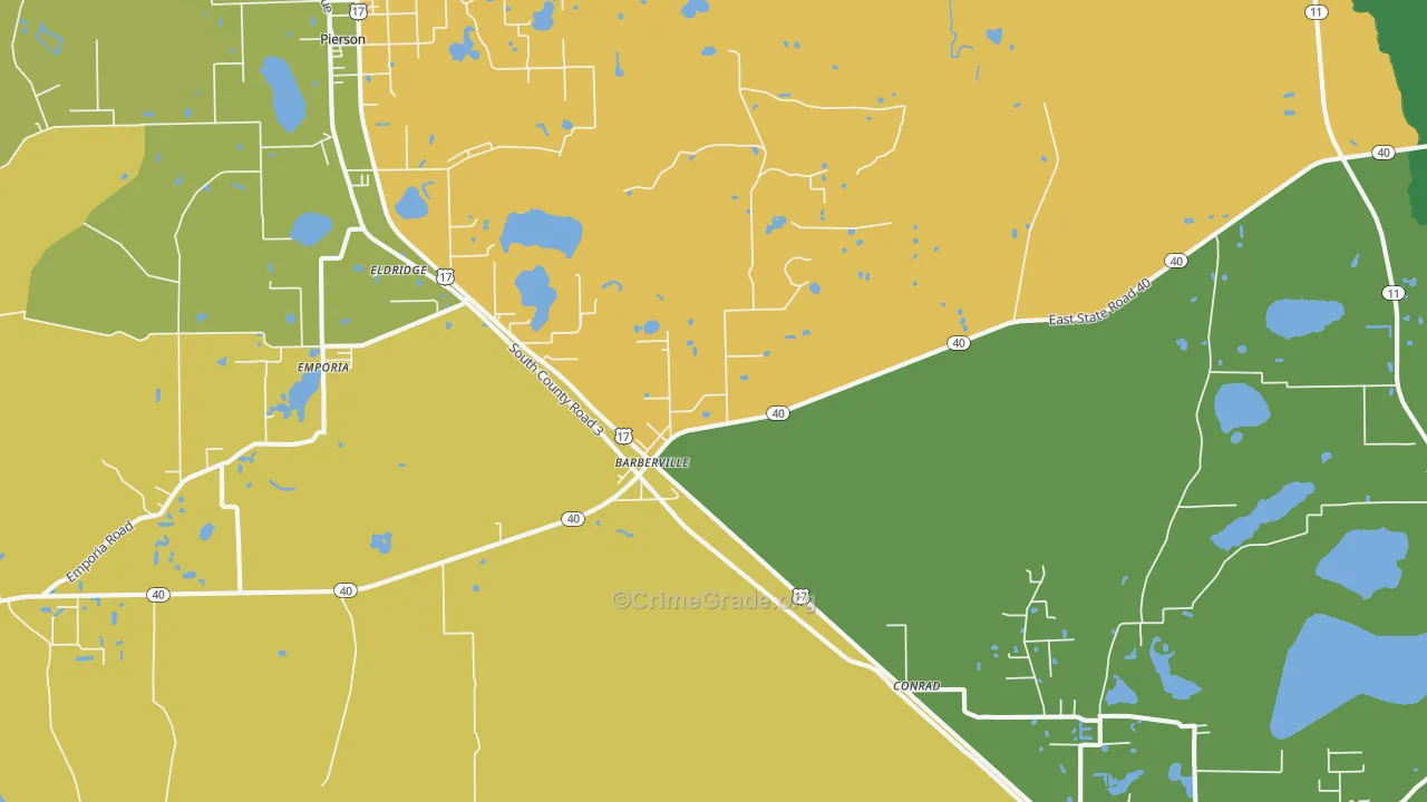 Barberville, FL Map of Murder Rates