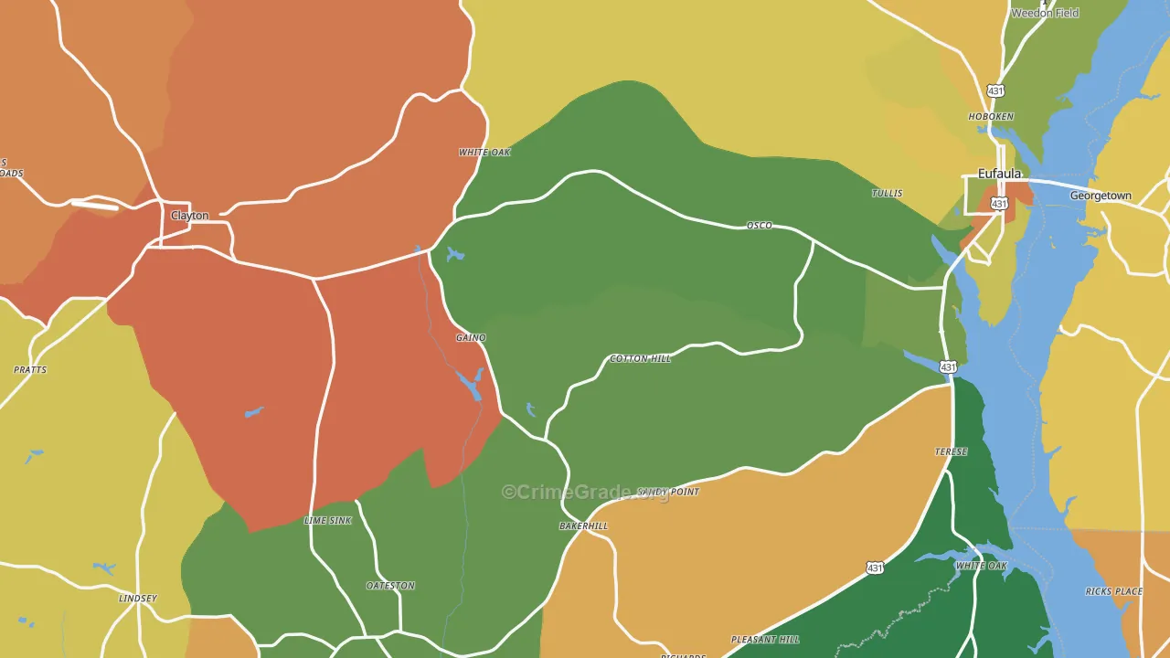 Barbour County, AL Map of Murder Rates