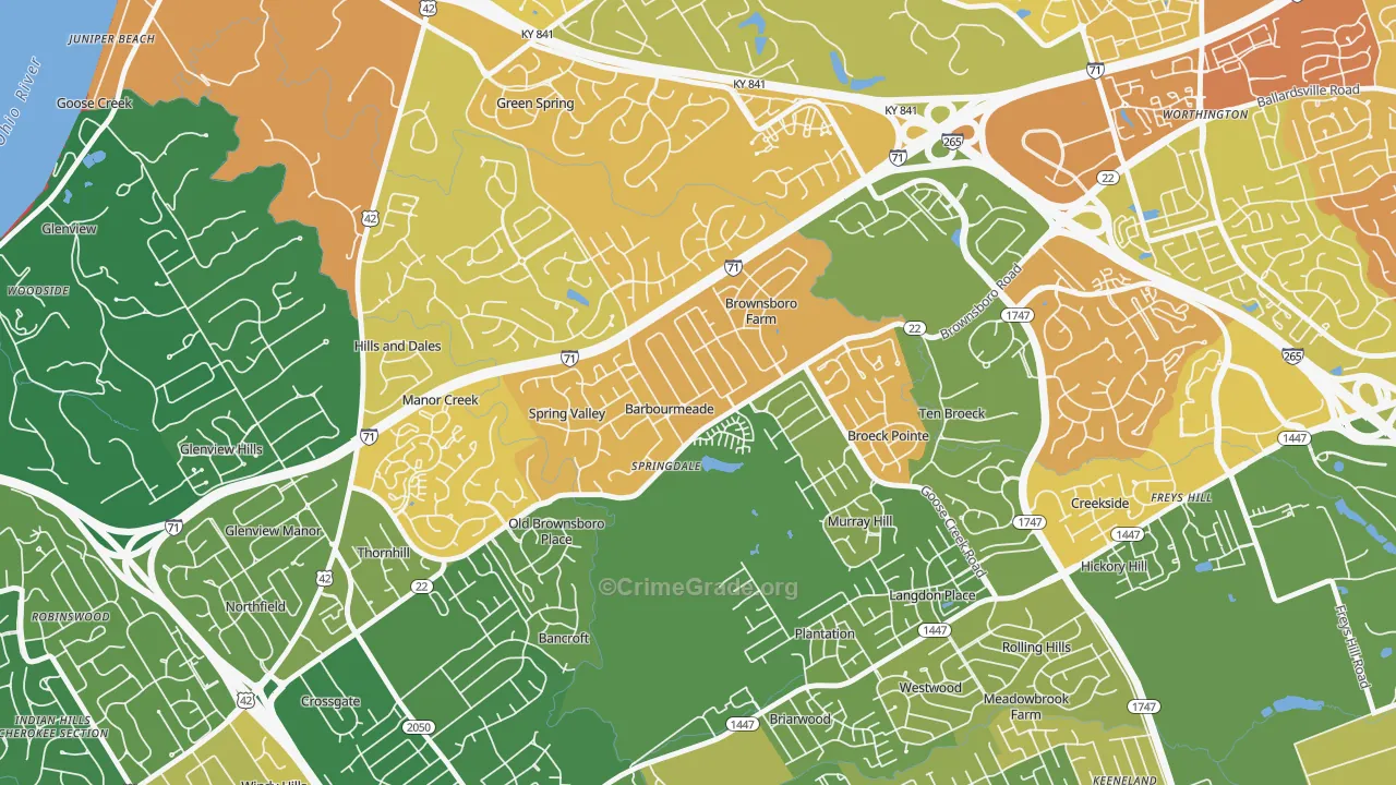 Barbourmeade, KY Map of Murder Rates