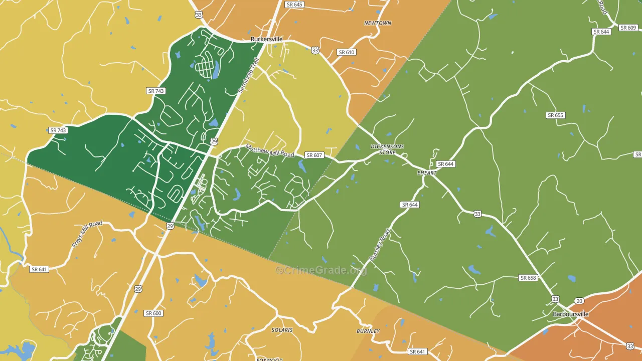 Barboursville, VA Map of Murder Rates