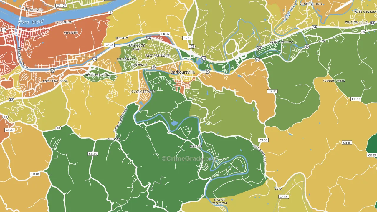 Barboursville, WV Map of Murder Rates
