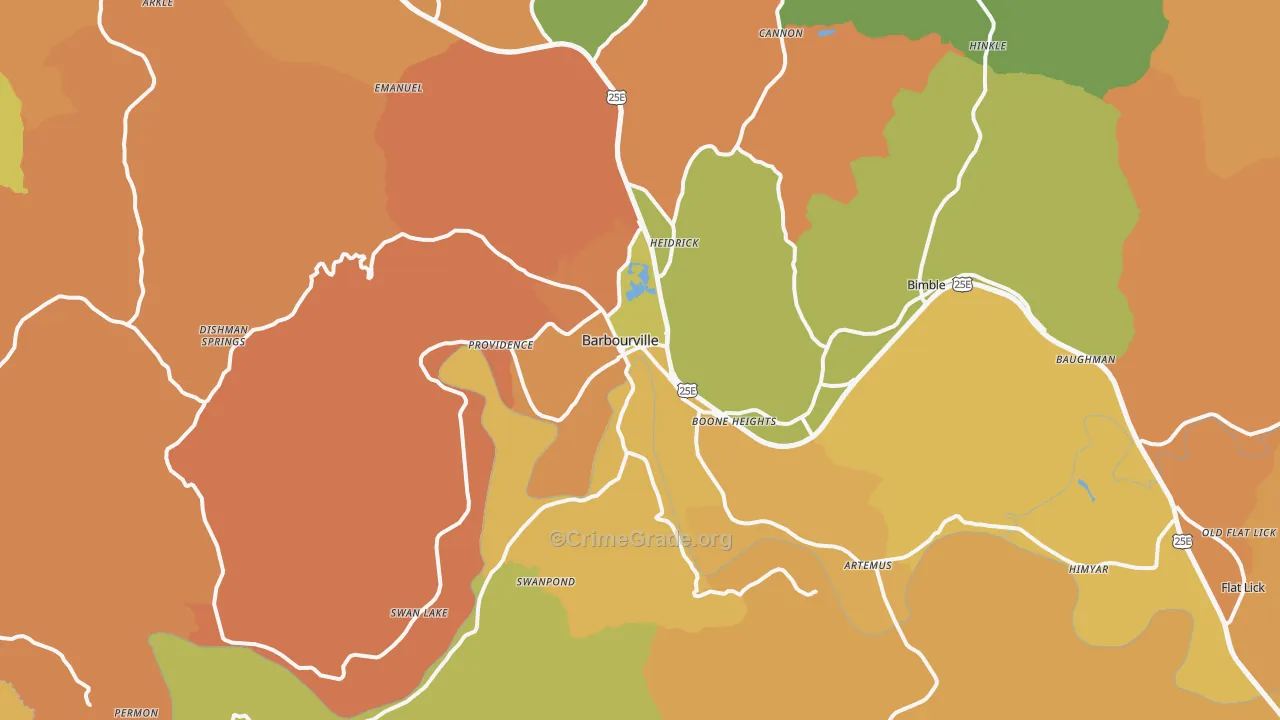 Barbourville, KY Map of Murder Rates