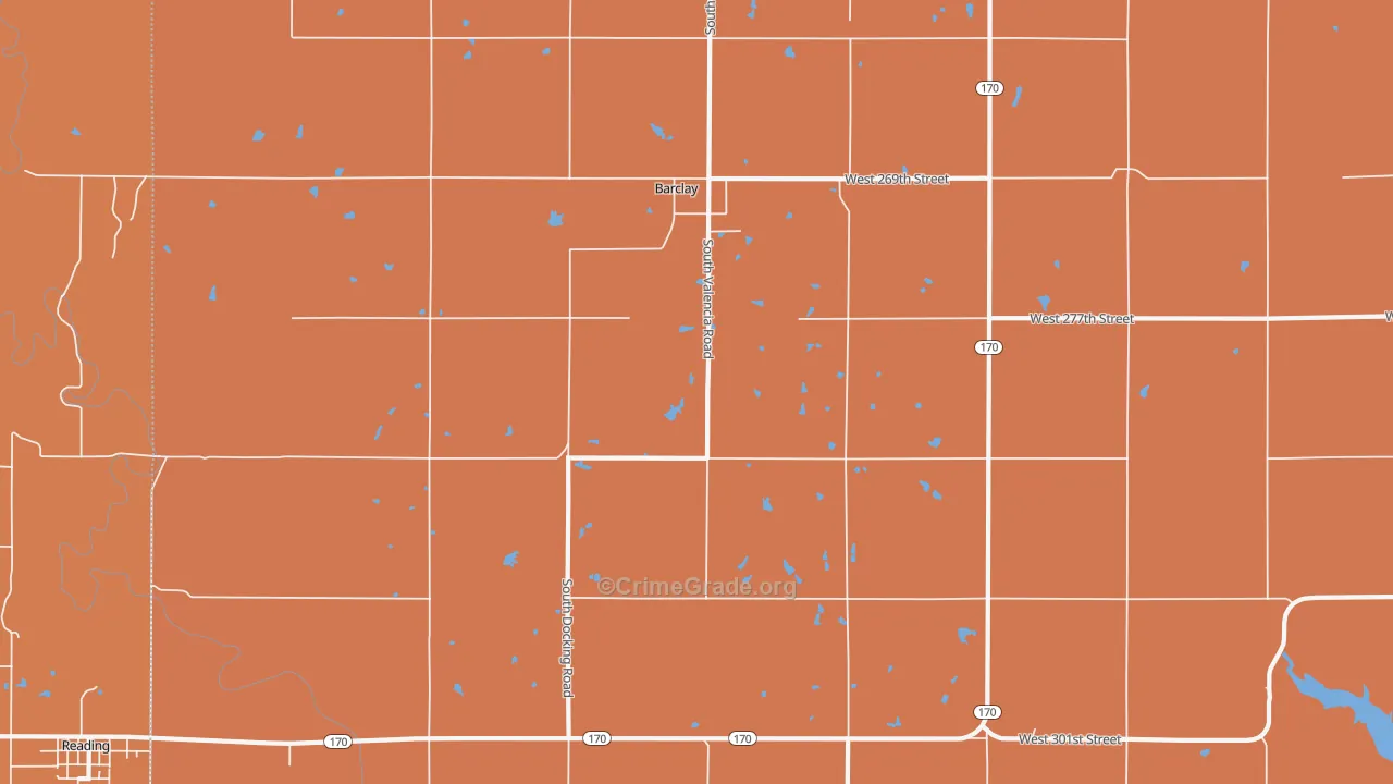 Barclay, KS Map of Murder Rates