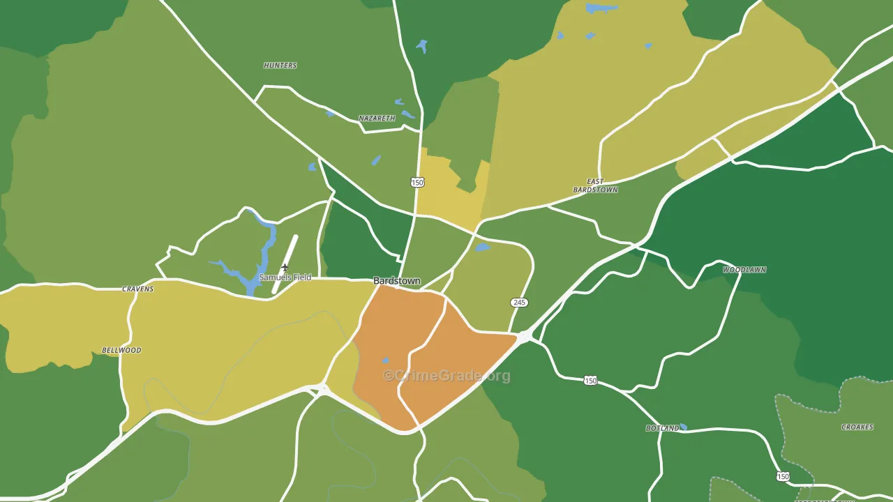 Bardstown, KY Map of Murder Rates