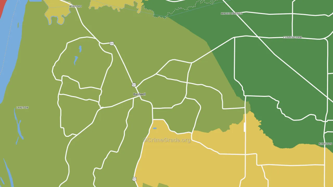 Bardwell, KY Map of Murder Rates