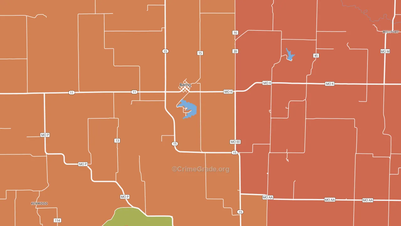 Baring, MO Map of Murder Rates