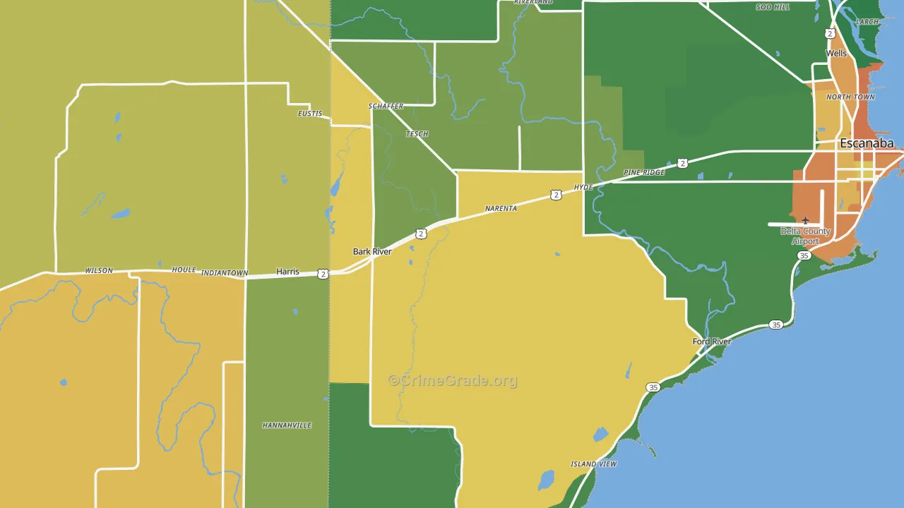 Bark River, MI Map of Murder Rates
