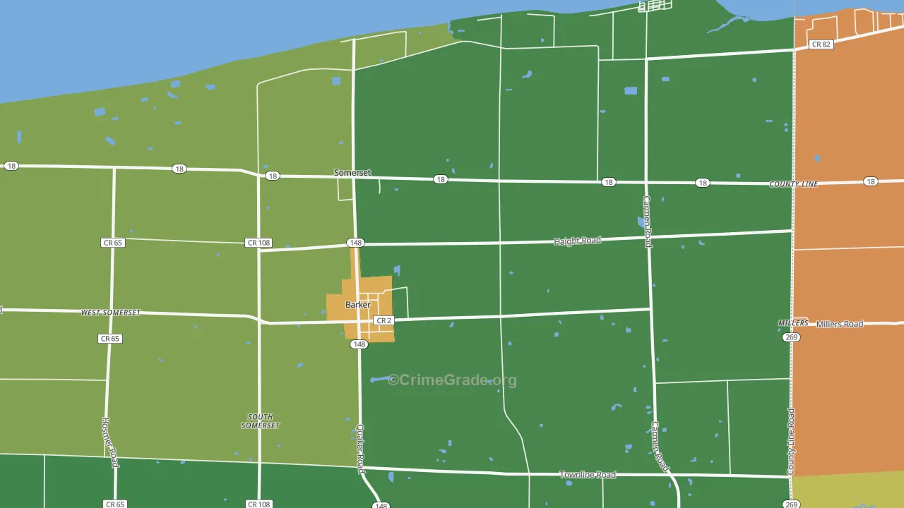 Barker, NY Map of Murder Rates