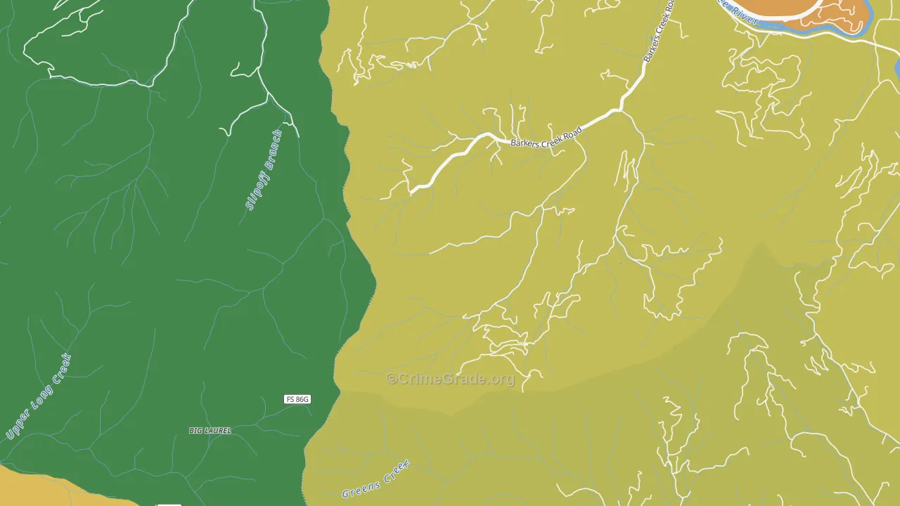 Barkers Creek, NC Map of Murder Rates