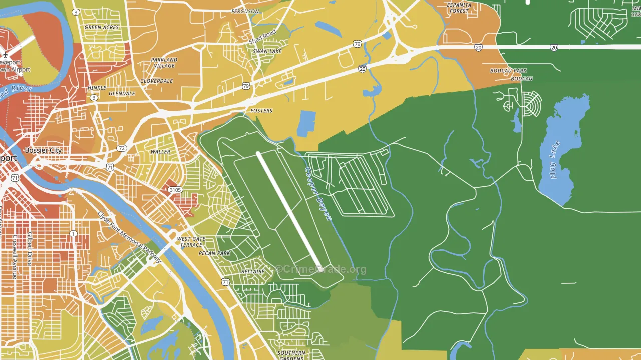 Barksdale Afb, LA Map of Murder Rates