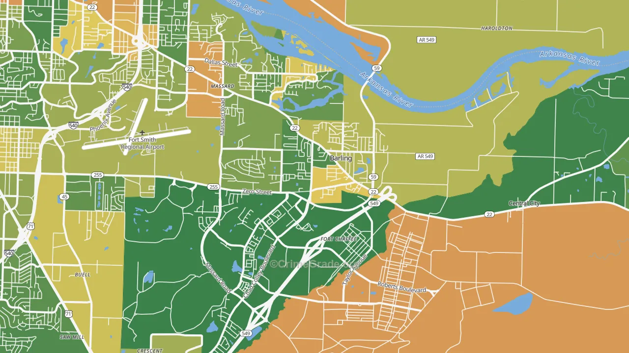 Barling, AR Map of Murder Rates