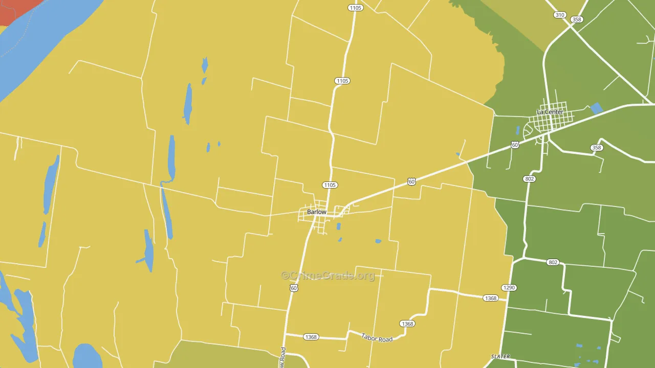 Barlow, KY Map of Murder Rates