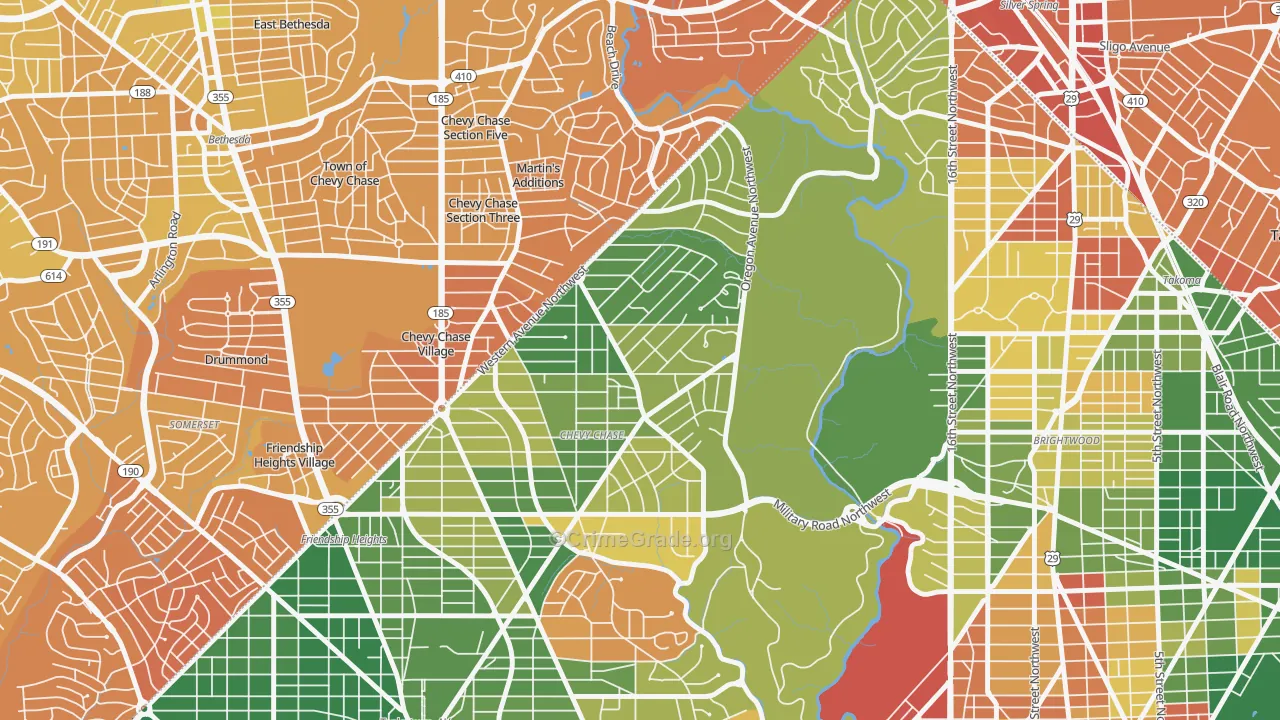 Barnaby Woods, Washington, DC Map of Murder Rates