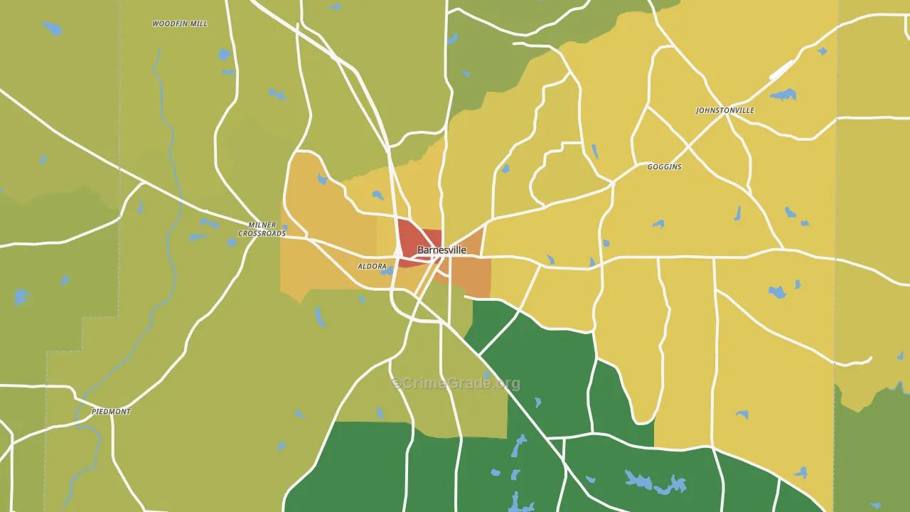 Barnesville, GA Map of Murder Rates