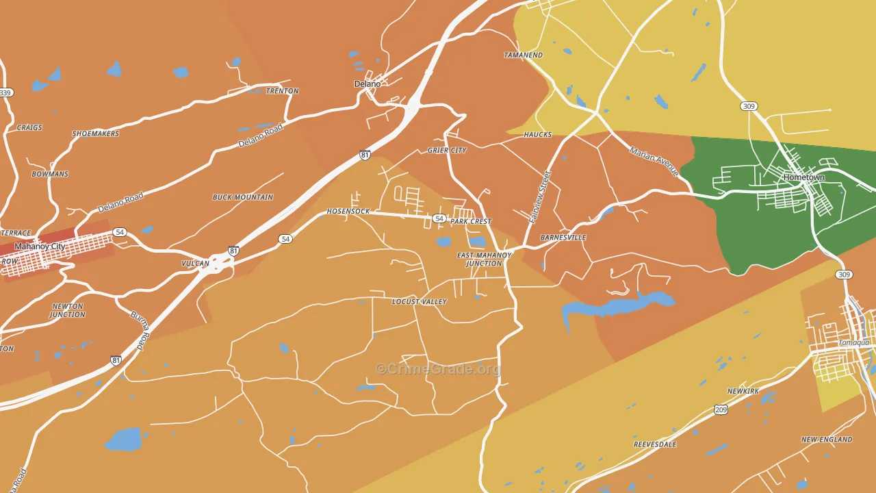 Barnesville, PA Map of Murder Rates