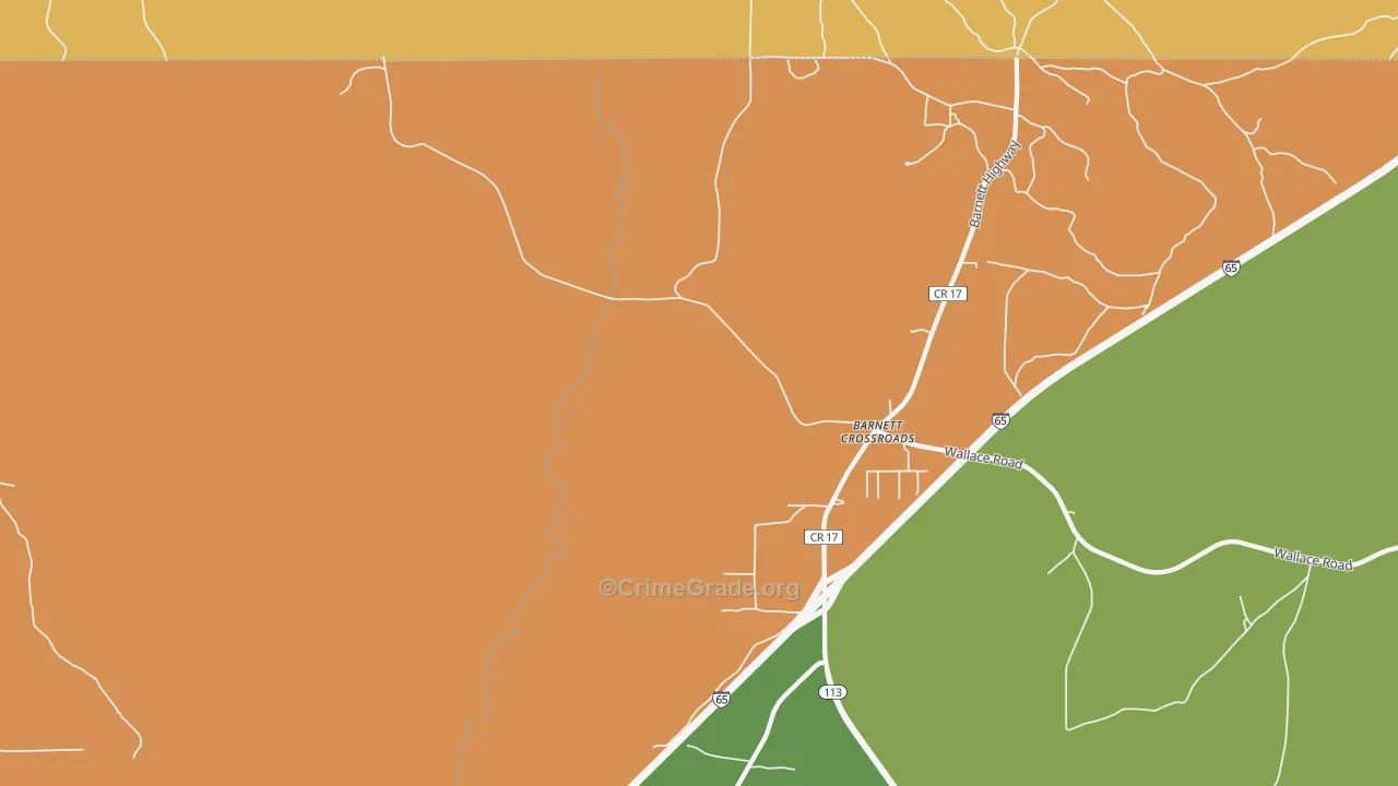 Barnett Crossroads, AL Map of Murder Rates