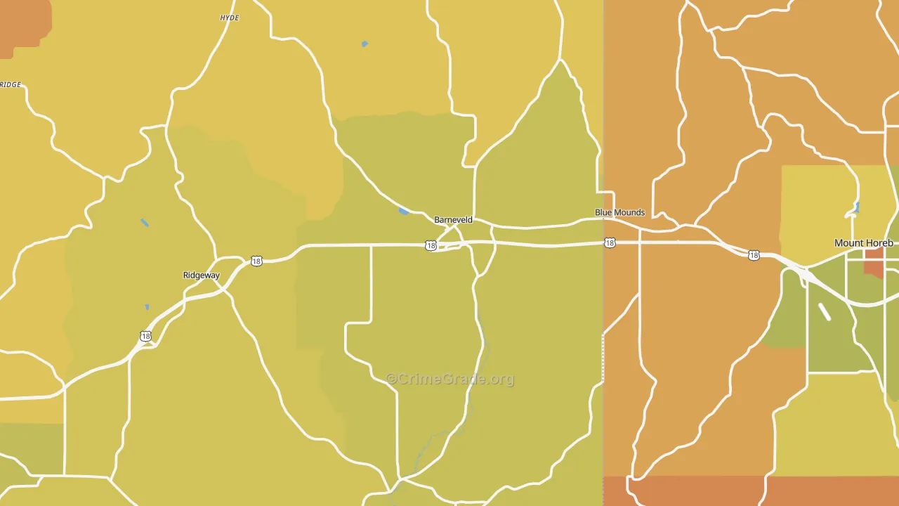 Barneveld, WI Map of Murder Rates
