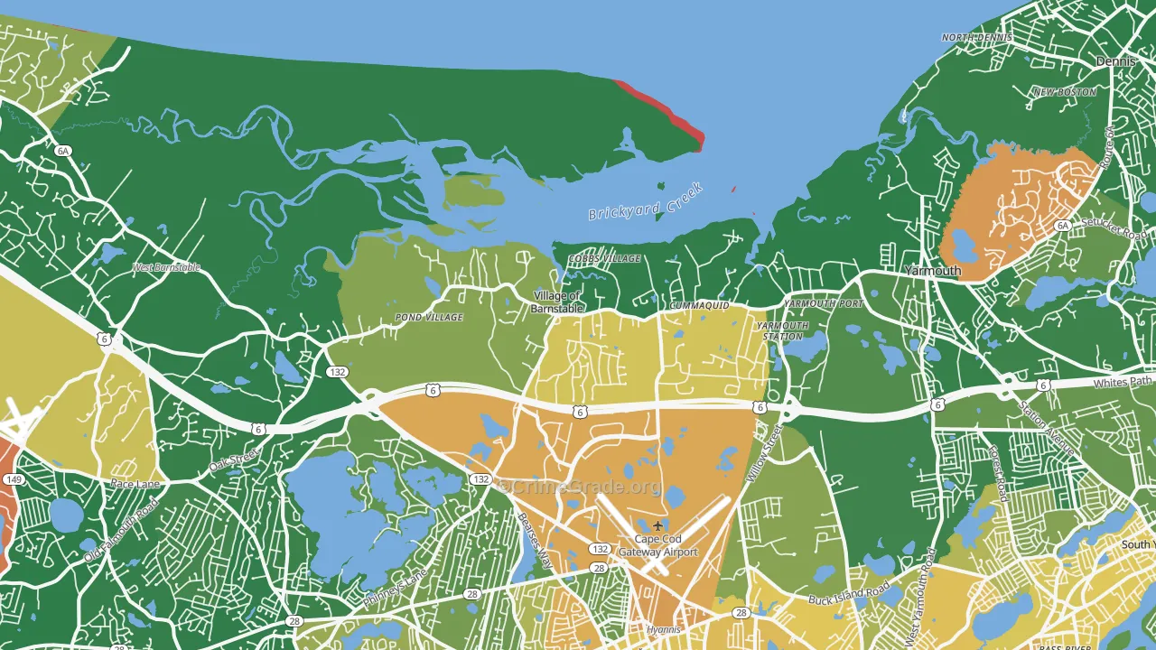 Barnstable, MA Map of Murder Rates