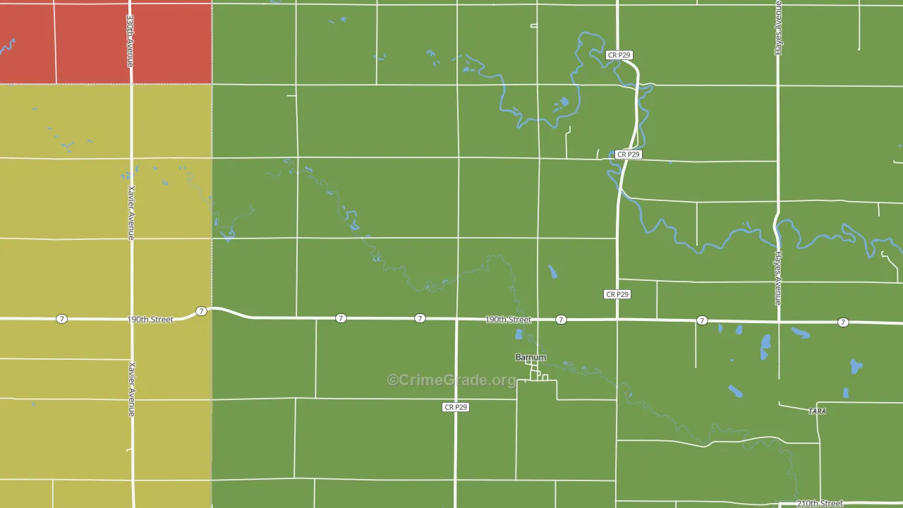 Barnum, IA Map of Murder Rates