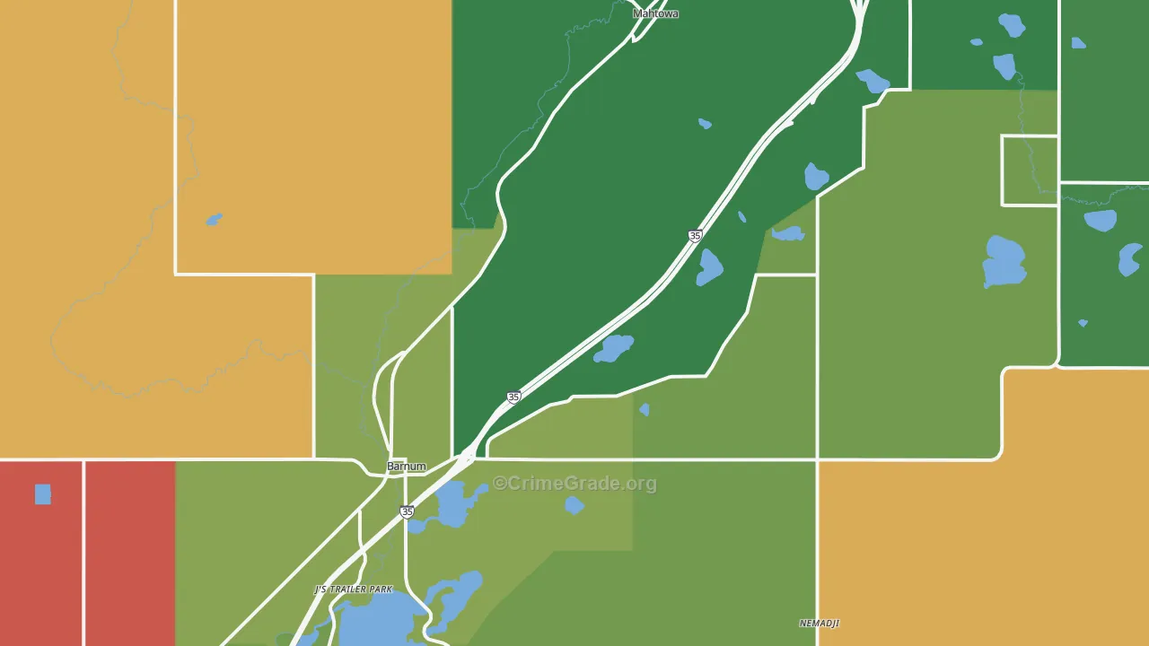 Barnum, MN Map of Murder Rates