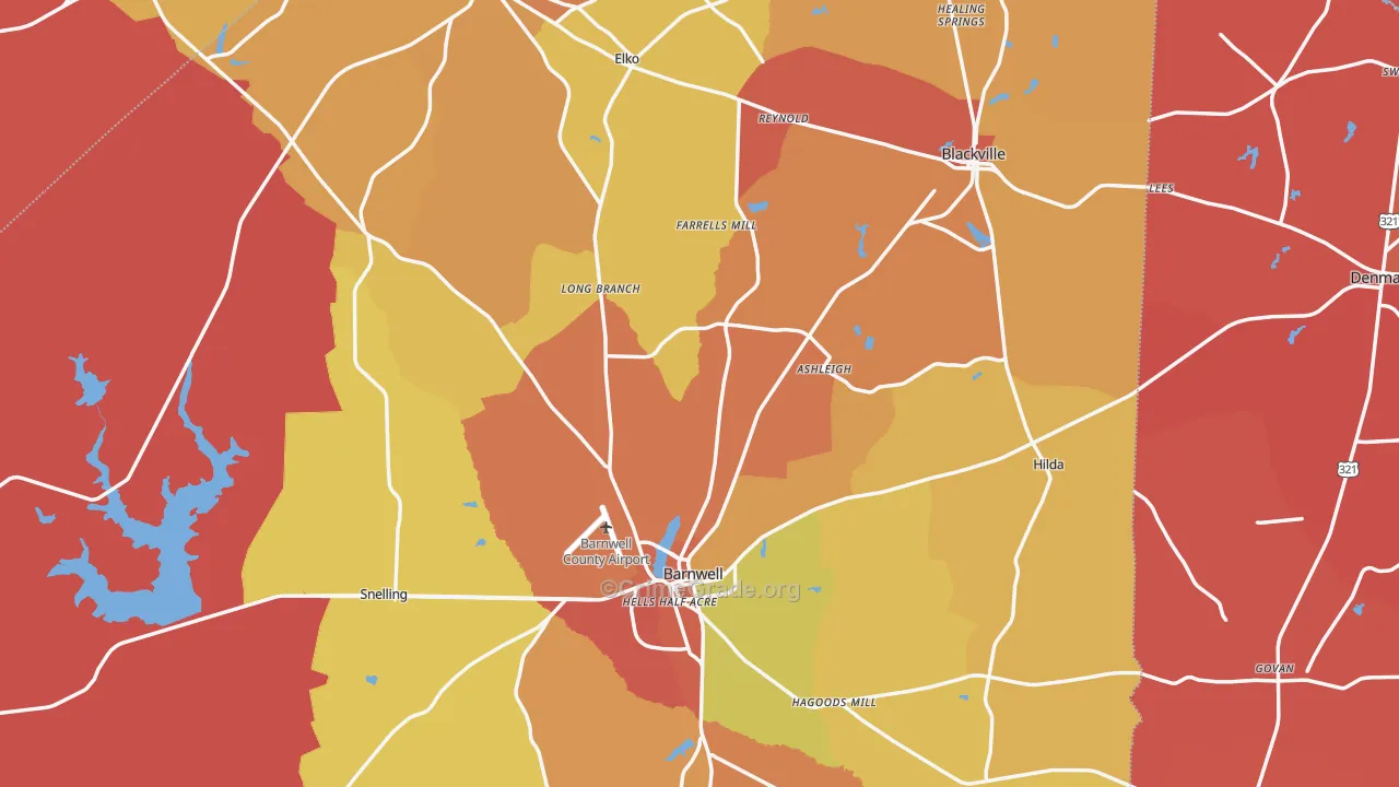 Barnwell County, SC Map of Murder Rates