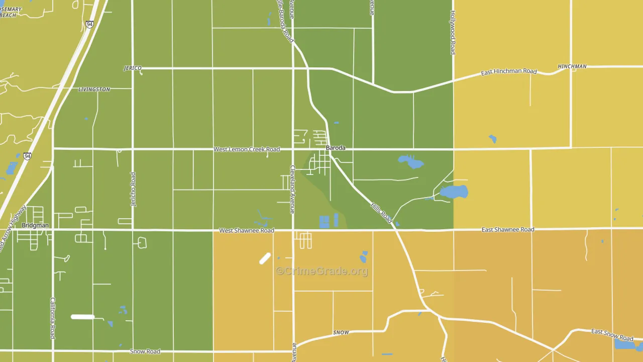 Baroda, MI Map of Murder Rates