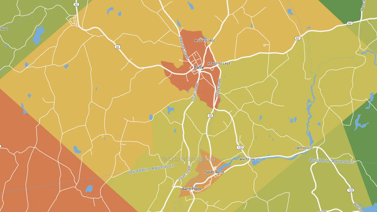 Barre, MA Map of Murder Rates